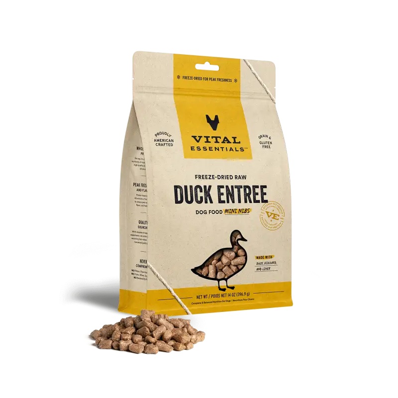 (Save 9%) Vital Essentials Freeze-Dried Raw Duck Entree Dog Food Mini Nibs 5.5/14oz