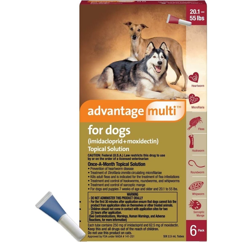 Rx Advantage Multi for Dogs 20.1-55 lbs (Red) x 6 month