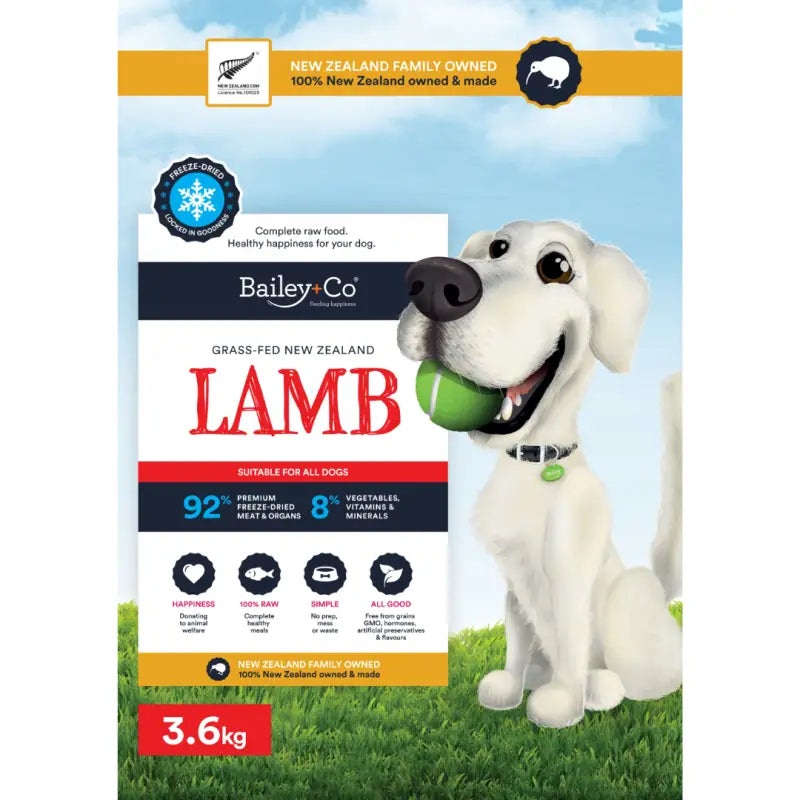 [15% Off] Bailey&Co Permium NZ Freeze Dried Lamb Dog Food 3.6kg