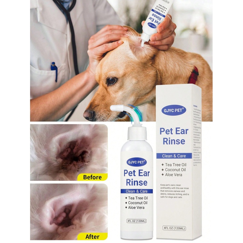 1 Bottle 4oz Pet Ear Drops, Gentle & Soothing, For Cleaning Ear Canal