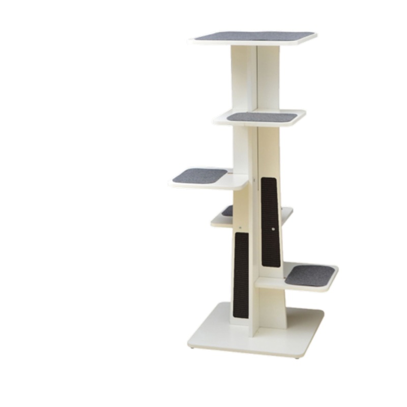 PetPals 45-in Modern Tower 6-Level Cat Tree, White & Grey