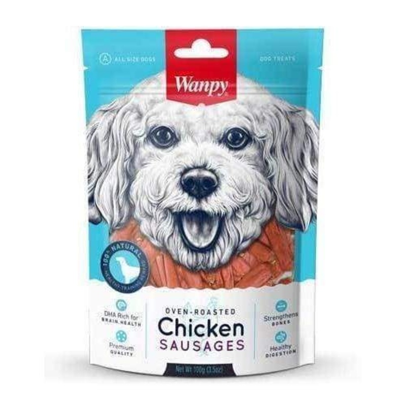 Wanpy Oven-Roasted Chicken Sausages Dog Treats 100g
