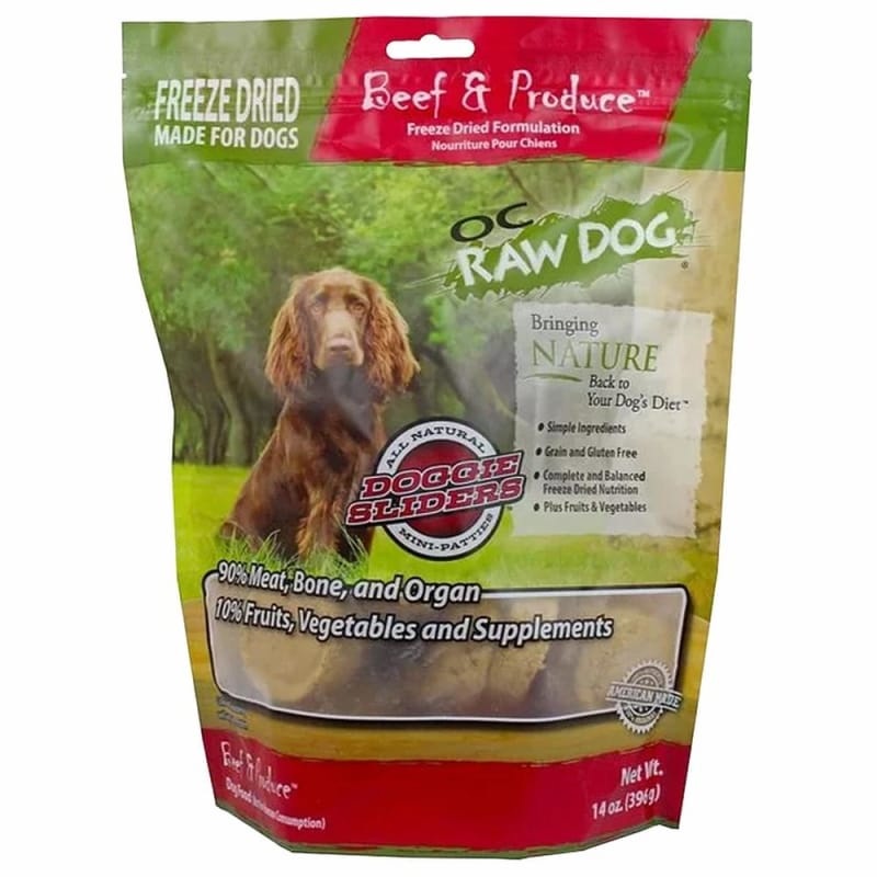 [20% OFF] OC Raw Dog Beef & Produce Slider Freeze Dried Dog Food 14oz