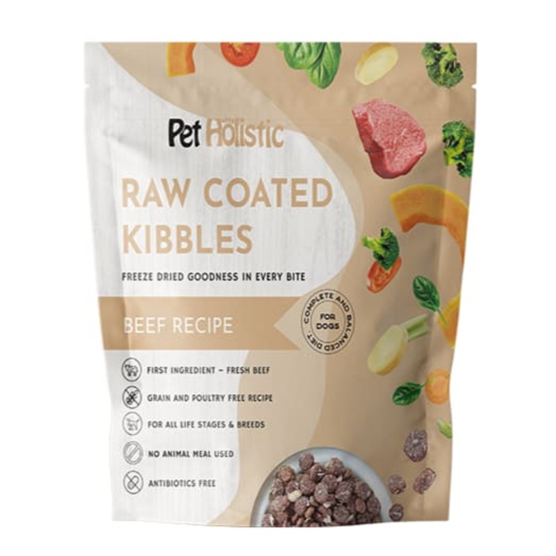 (New Improved) 36% OFF Pet Holistic Beef Recipe Grain-Free Raw Coated Dry Dog Food 2kg