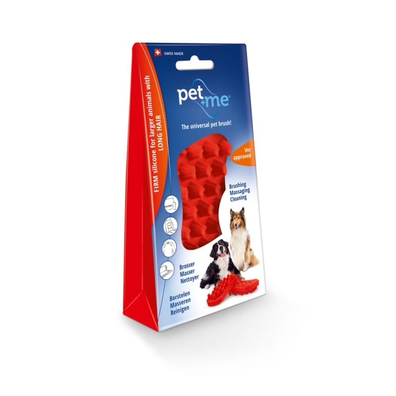 Pet + me Multi Functional Red Grooming Brush Firm Silicone for Dogs