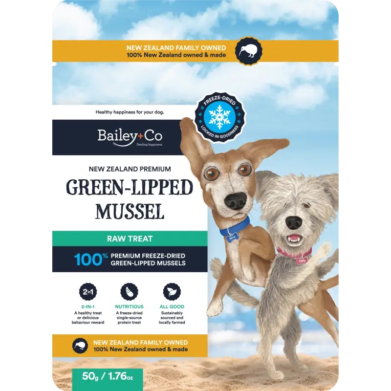 [15% OFF] Bailey+Co Freeze Dried Green Lipped Mussel Dog Treats 50g