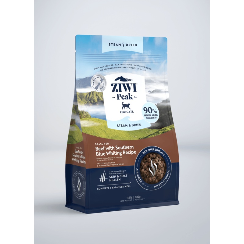 ZIWI Peak Steam & Dried Beef with Southern Blue Whiting Recipe Air-Dried Cat Food