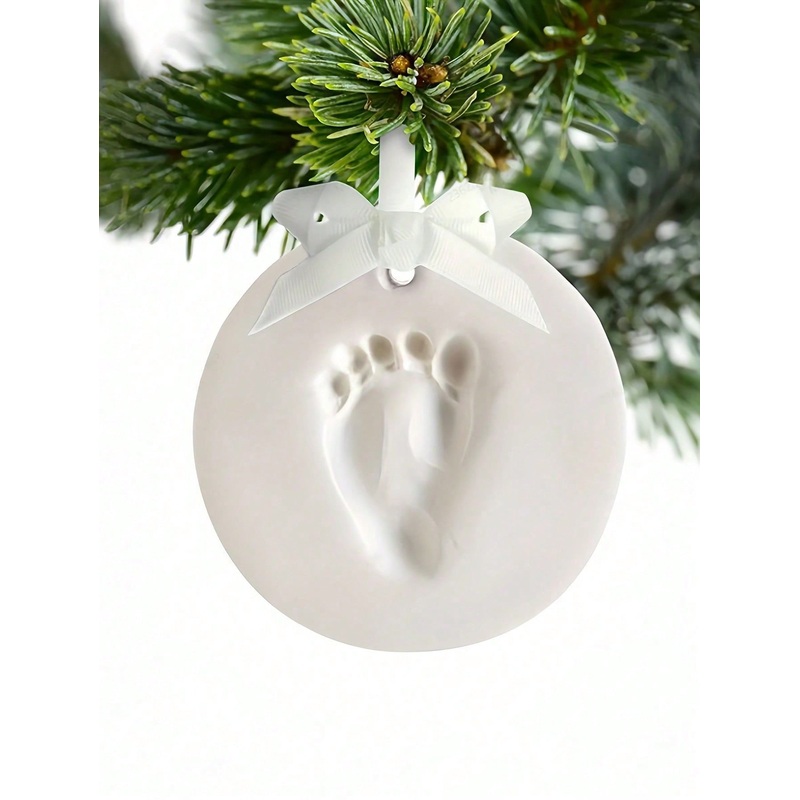 1 Set = 1 Pack Clay (25-45g)   1 Holder   1 Round Mold, Baby Milestone/1st Birthday Gift, Newborn Growth Memorial, Baby Handprint/Footprint Making Kit (No Ribbon), S-Size Mold Dia. 9cm, M-Size Mold Dia. 12cm (Mold Style Random)Baby Shower Family Decorati
