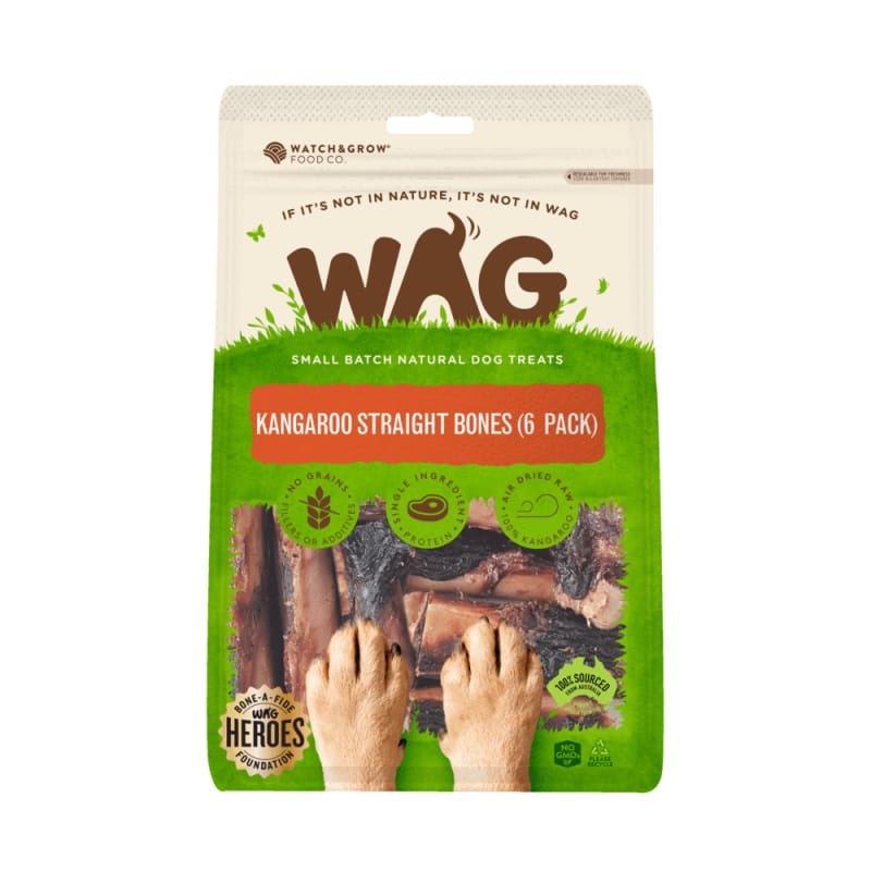 WAG Kangaroo Straight Bones Air Dried Dog Treats 6 Pieces