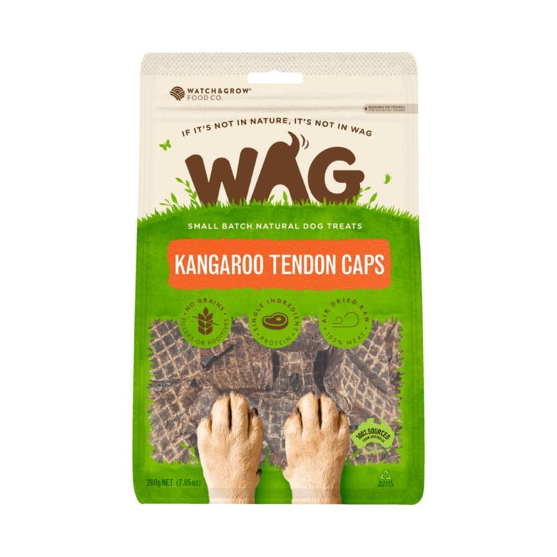 WAG Kangaroo Tendon Caps Air Dried Dog Treats 200g
