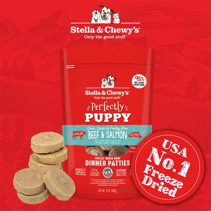 [20% OFF]Stella & Chewy’s Beef & Salmon Puppy Dinner Patties Freeze Dried Raw Dog Food 14oz
