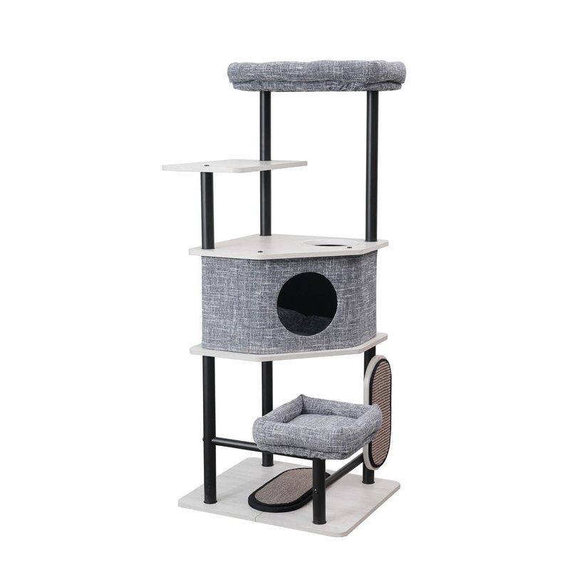 PetPals 54-in Grayson Industrial Modern Cat Tree, Grey