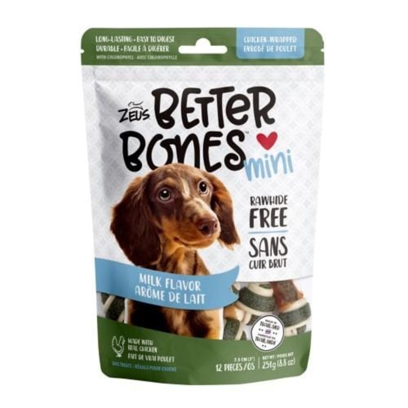 Zeus Better Bones Milk Flavour Chicken Wrapped Mini Bones 12pcs
