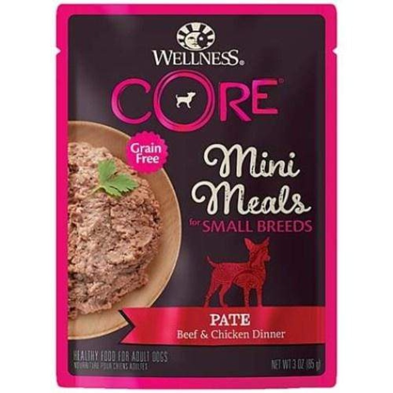 [20% OFF] Wellness Core Mini Meals Pt Beef & Chicken Pouch Food for Small Breed Dogs 3oz