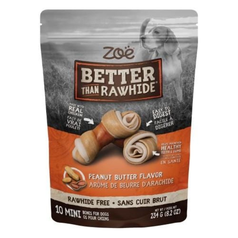 Zoe Better Than Rawhide Peanut Butter 10 Mini Bones Dog Chew 234g