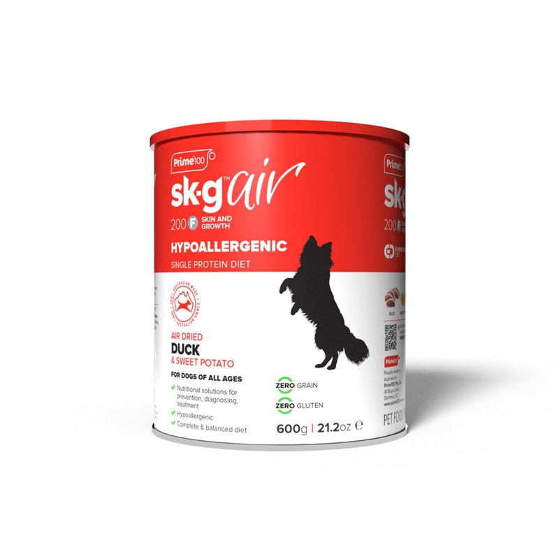 Prime100 SKG Air Dried Food for Dogs of all ages Duck&Sweet Potato