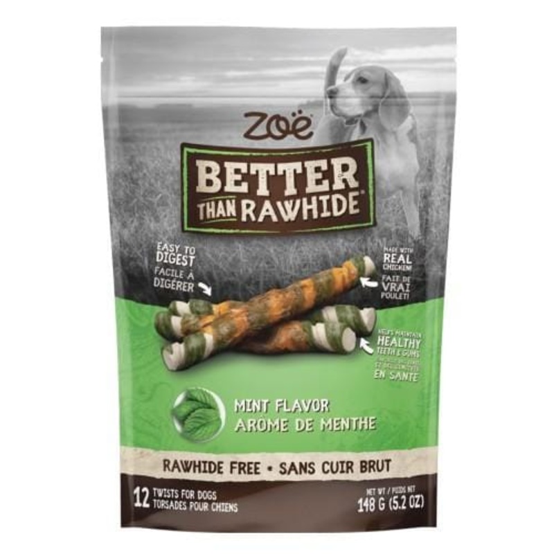 Zoe Better Than Rawhide Mint Flavour Twists Dog Chew 148g