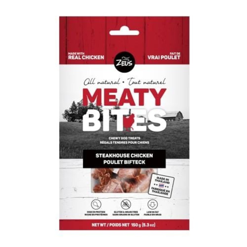 Zeus Meaty Bites Chewy Steakhouse Chicken Dog Treats 150g