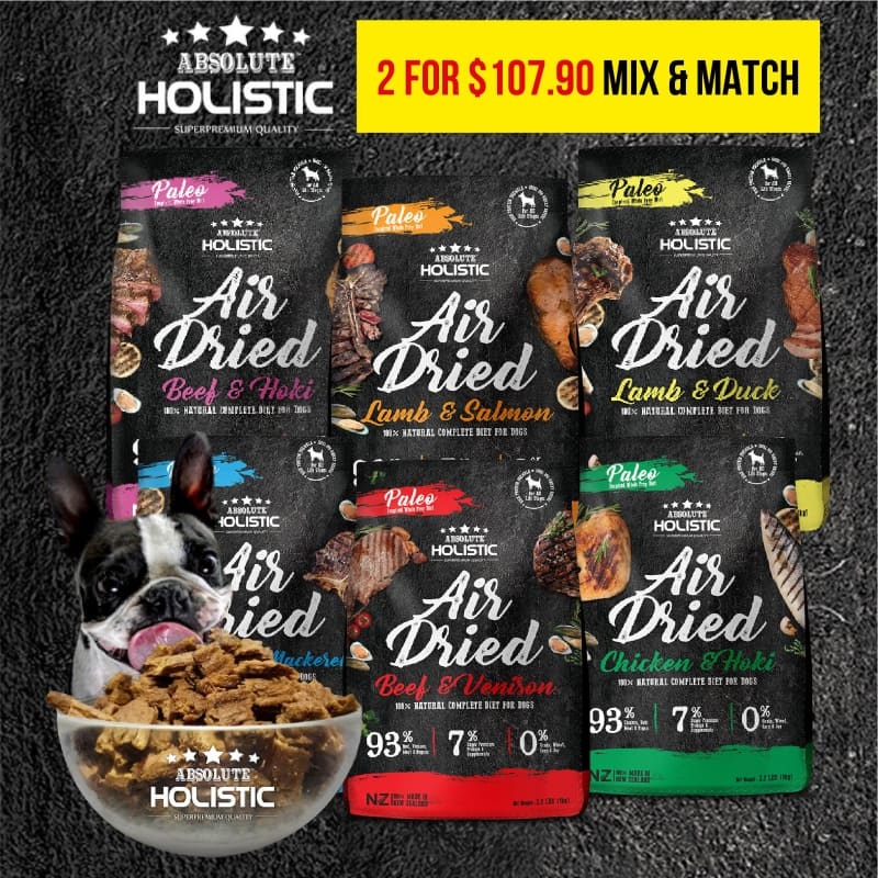 [2 FOR $119.90 | 38% OFF | MIX & MATCH] Absolute Holistic Air Dried Dog Food 1kg