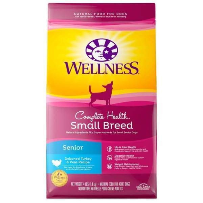 [20% OFF] Wellness Complete Health Small Breed Turkey & Peas Senior Dry Dog Food 4lb