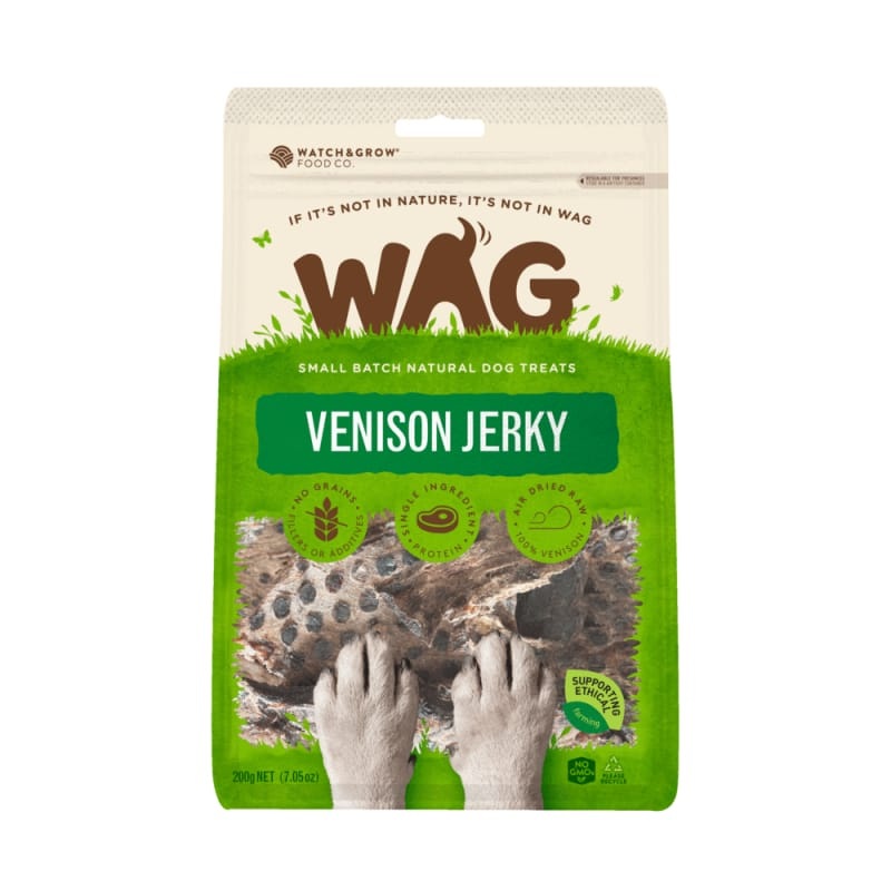 WAG Venison Jerky Air Dried Dog Treats 200g